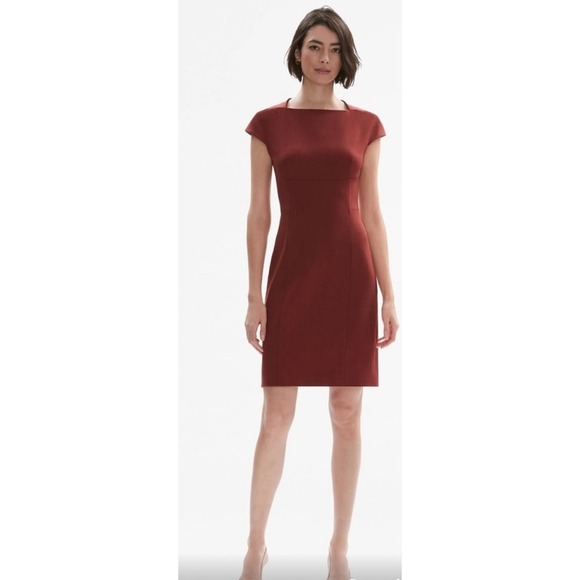 MM Lafleur Dresses & Skirts - MM lafleur Ashley fitted square neck brick red orange dress Size 8